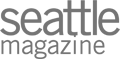 The image shows the logo of "Seattle magazine" in a gray, modern font, displayed on a transparent background.