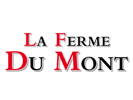 The image shows the text "La Ferme Du Mont" in a stylized font, with red and black colors.