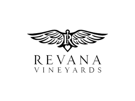 The image shows a logo with stylized wings above the text "Revana Vineyards."