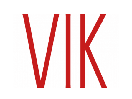 The image shows the letters "VIK" in bold red font on a white background.