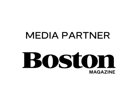 The image shows the text "Media Partner Boston Magazine" in a simple black font on a white background.
