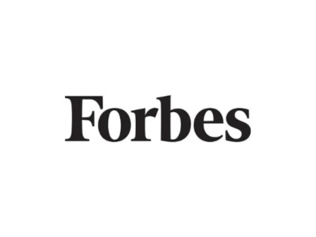 The image shows the Forbes logo, featuring the brand name in bold, black text on a white background.
