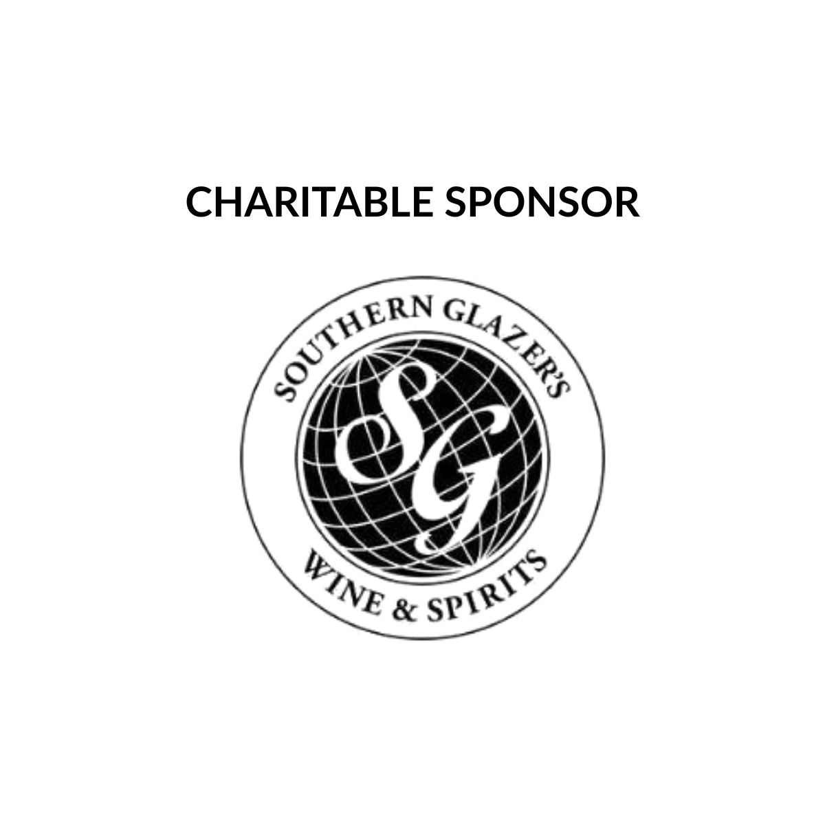 Charitable sponsor logo: Southern Glazers Wine & Spirits emblem with circular badge and musical treble clef motif, text around edge.
