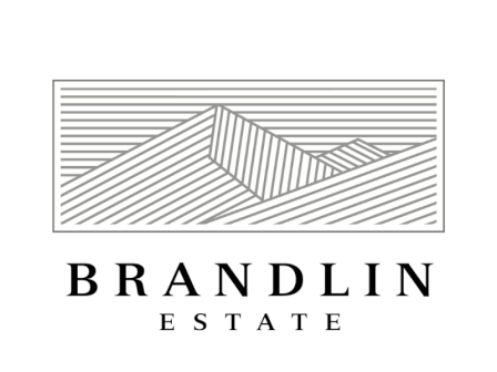 Brandlin Estate logo featuring striped architectural/house line art above the words &ldquo;BRANDLIN ESTATE&rdquo; in bold letters.