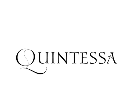 A minimalist logo featuring the word &ldquo;QUINTESSA&rdquo; in stylized lettering with a curving &ldquo;Q&rdquo; design.